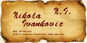 Nikola Ivanković vizit kartica